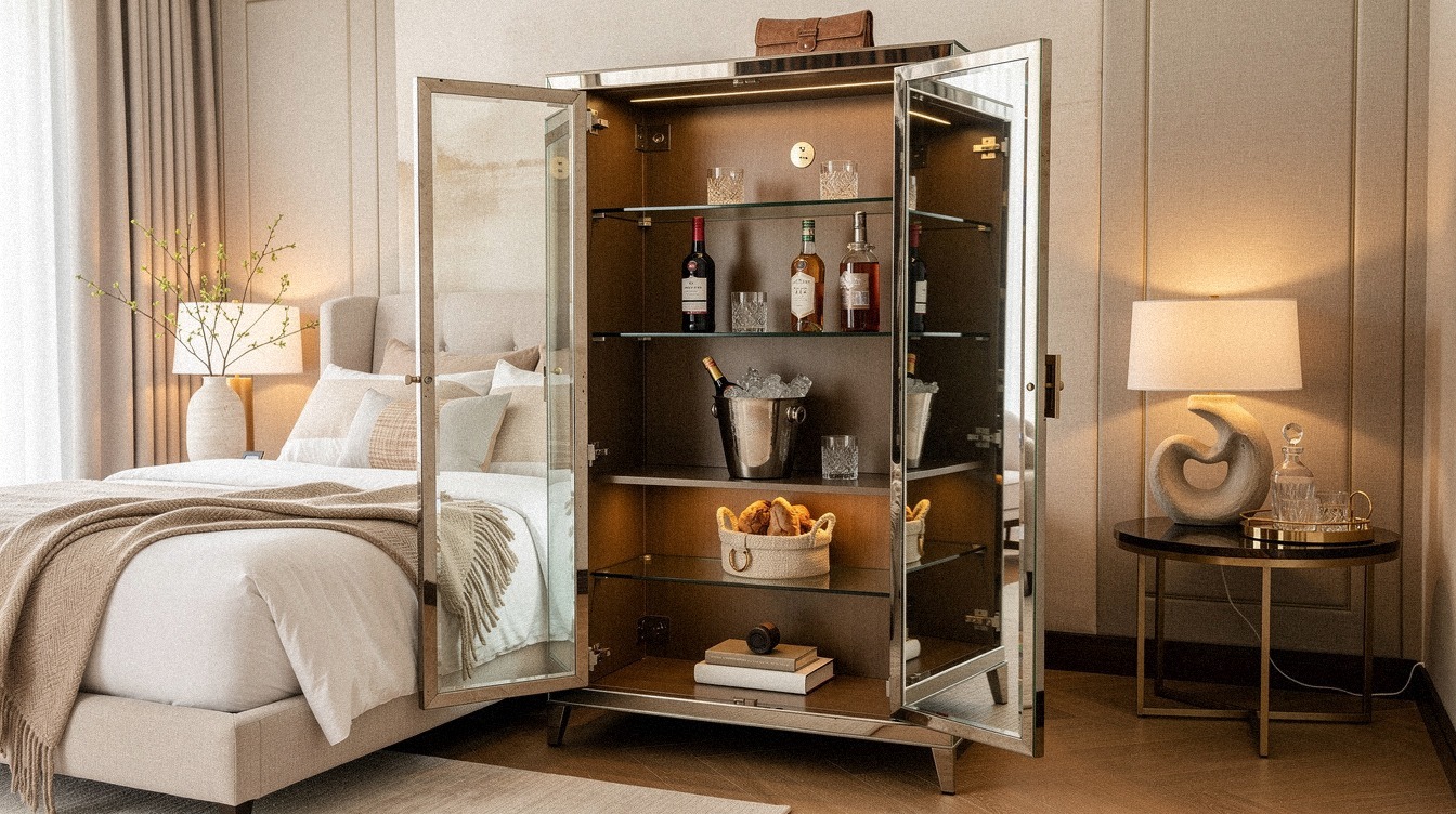 Cozy Hidden Bar Ideas for the Bedroom Nightcap Station Goals