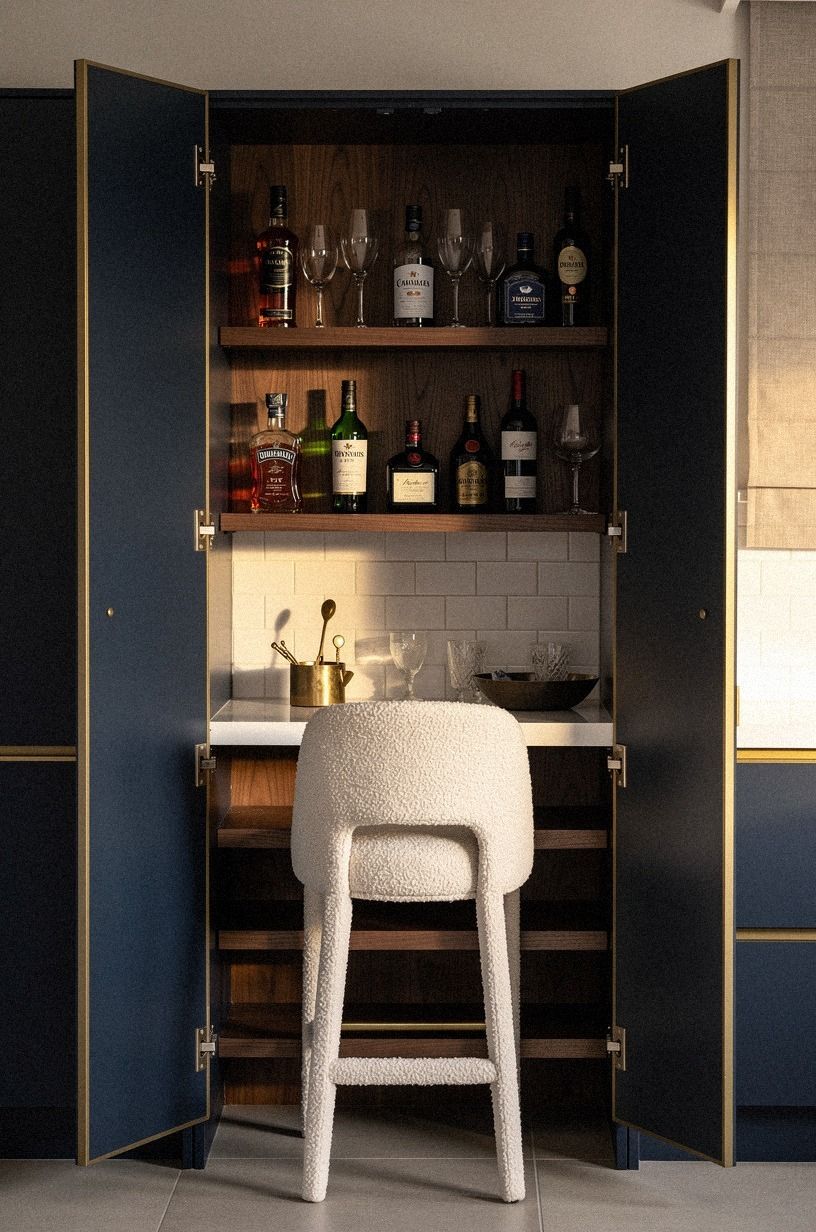 Frame the niche with thin brass trim