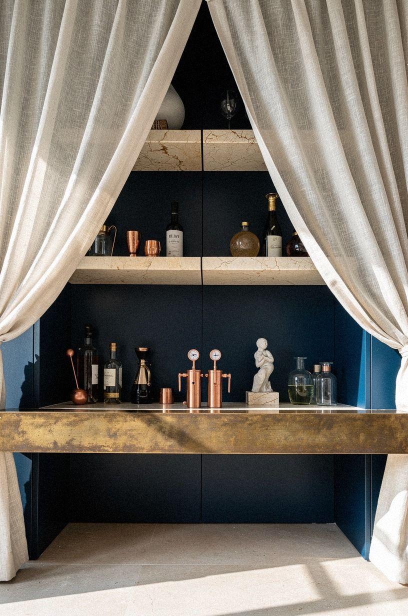 Install stone shelves inside the reveal