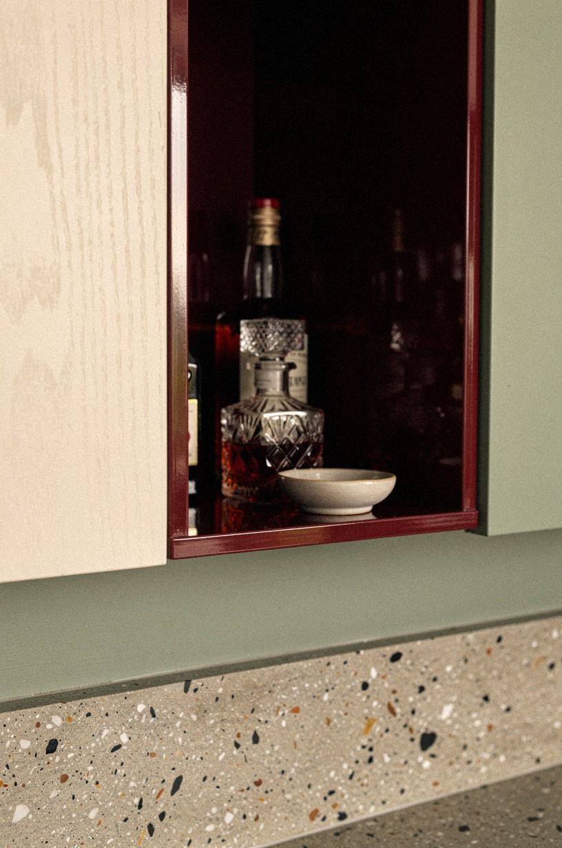 Paint the hidden interior in oxblood gloss