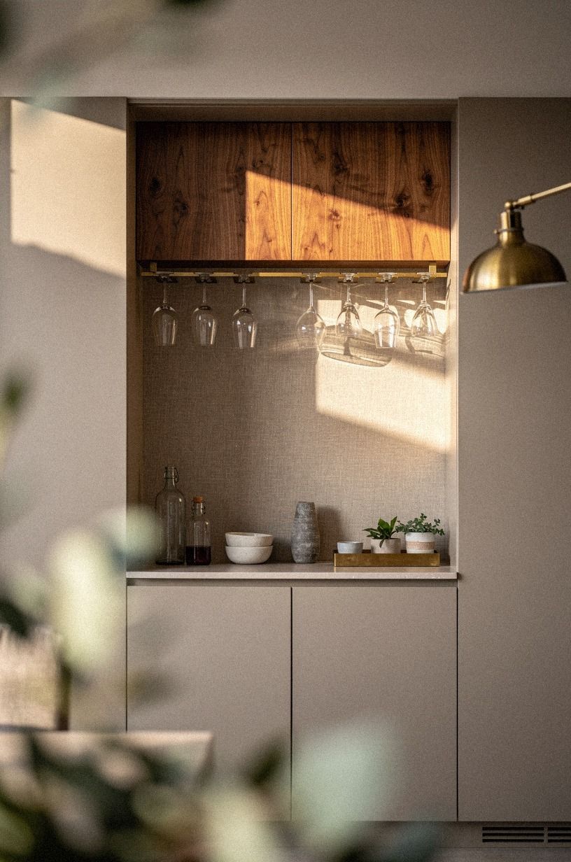Hang stemware under the upper cabinet