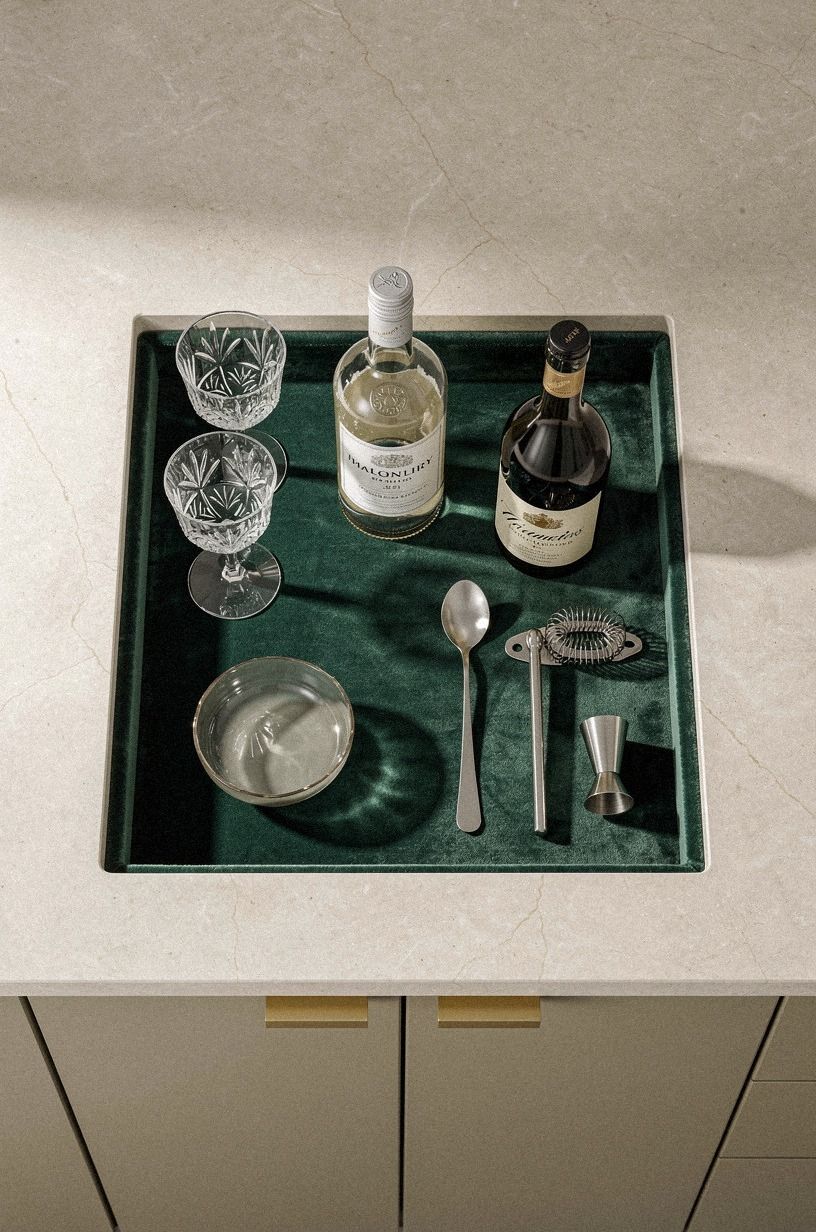Set a tray shelf at elbow height