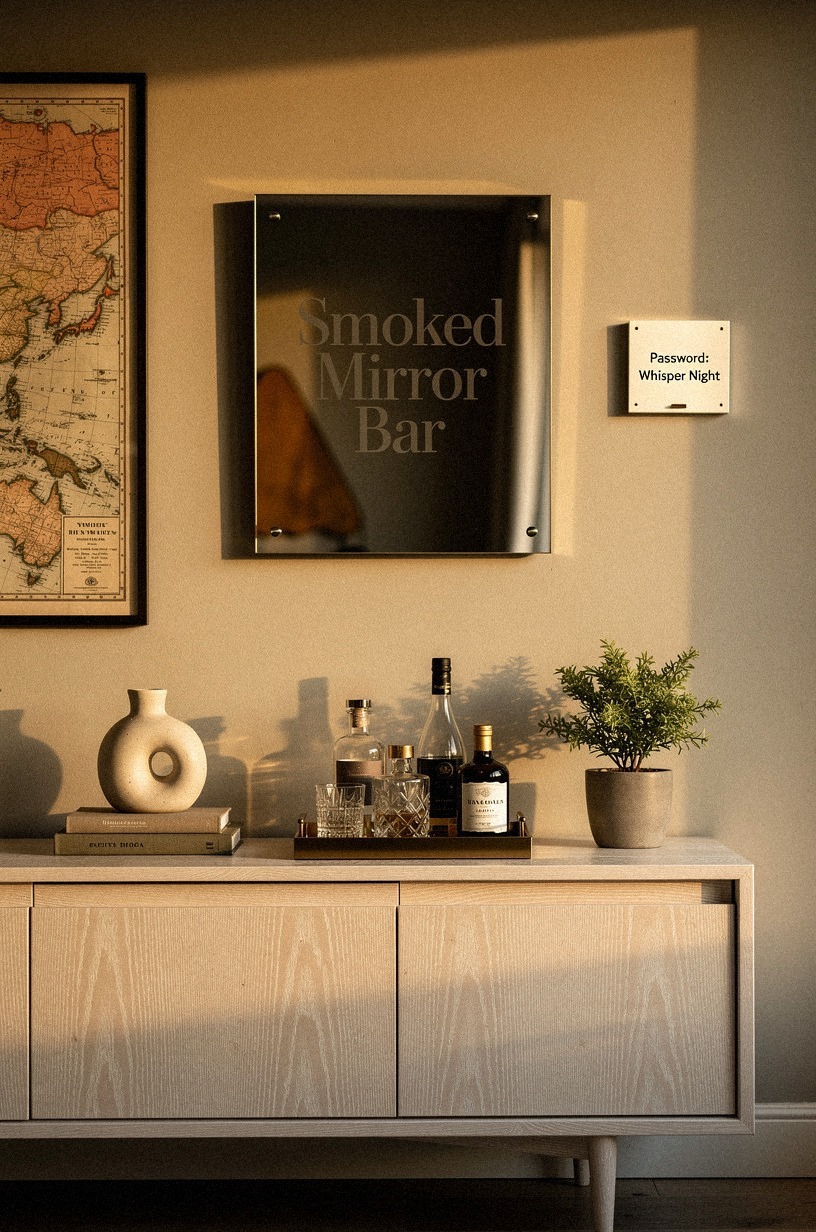 Start with a smoked mirror bar sign