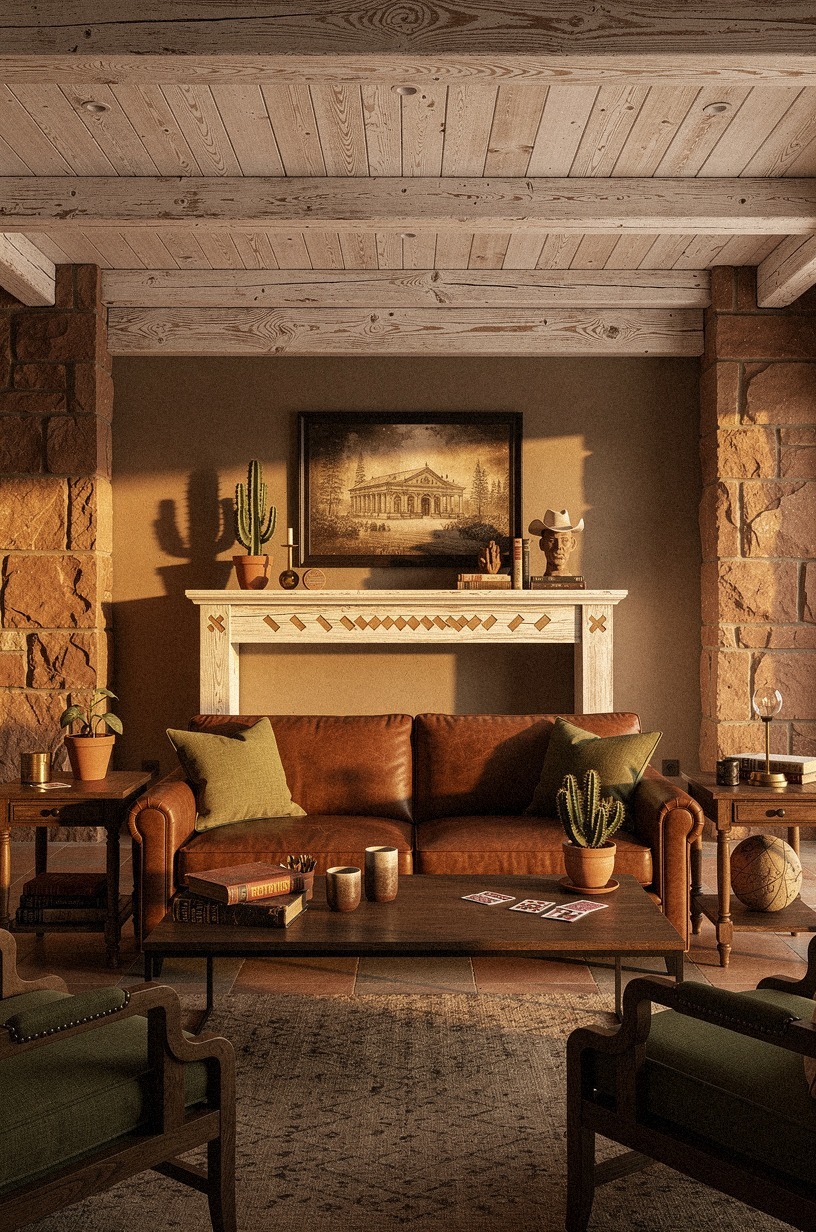 Start with a too-clean leather sofa