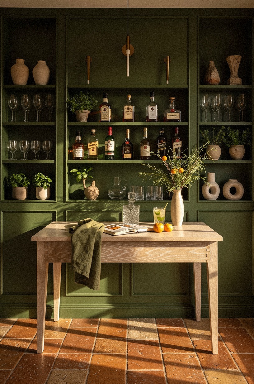 Drench the walls in absinthe green