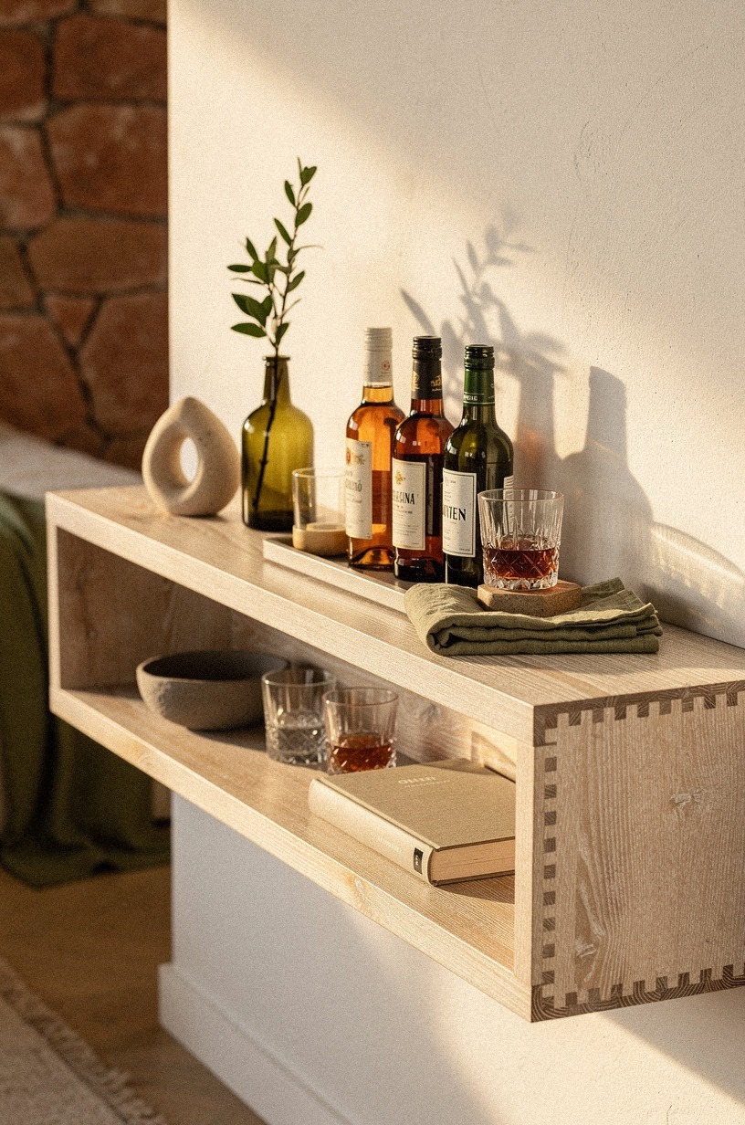 Clear one living room shelf for bottles