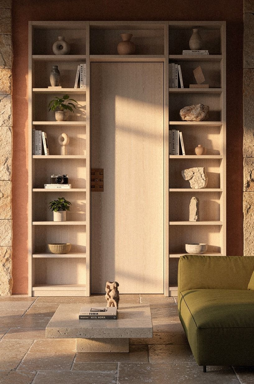 Start with a paneled bookcase wall