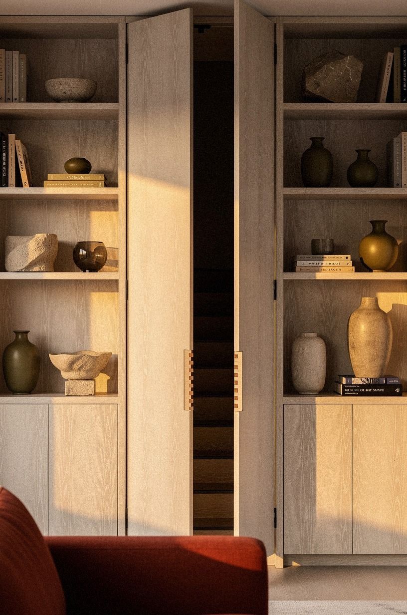 Camouflage a bookcase door inside built-ins
