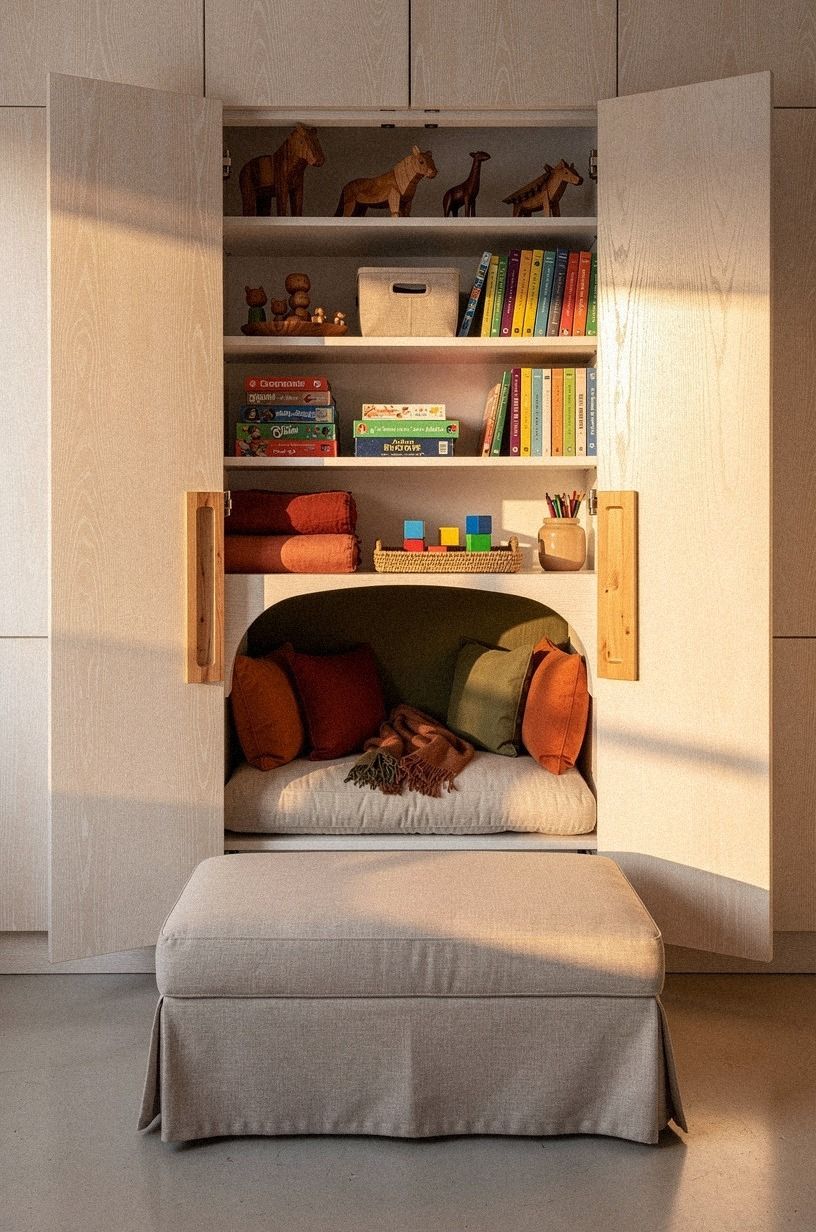 Start behind a skirted storage ottoman