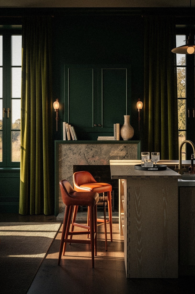 Ditch the Dark Walls for a Deep Forest Green That Drinks Light Like Bourbon