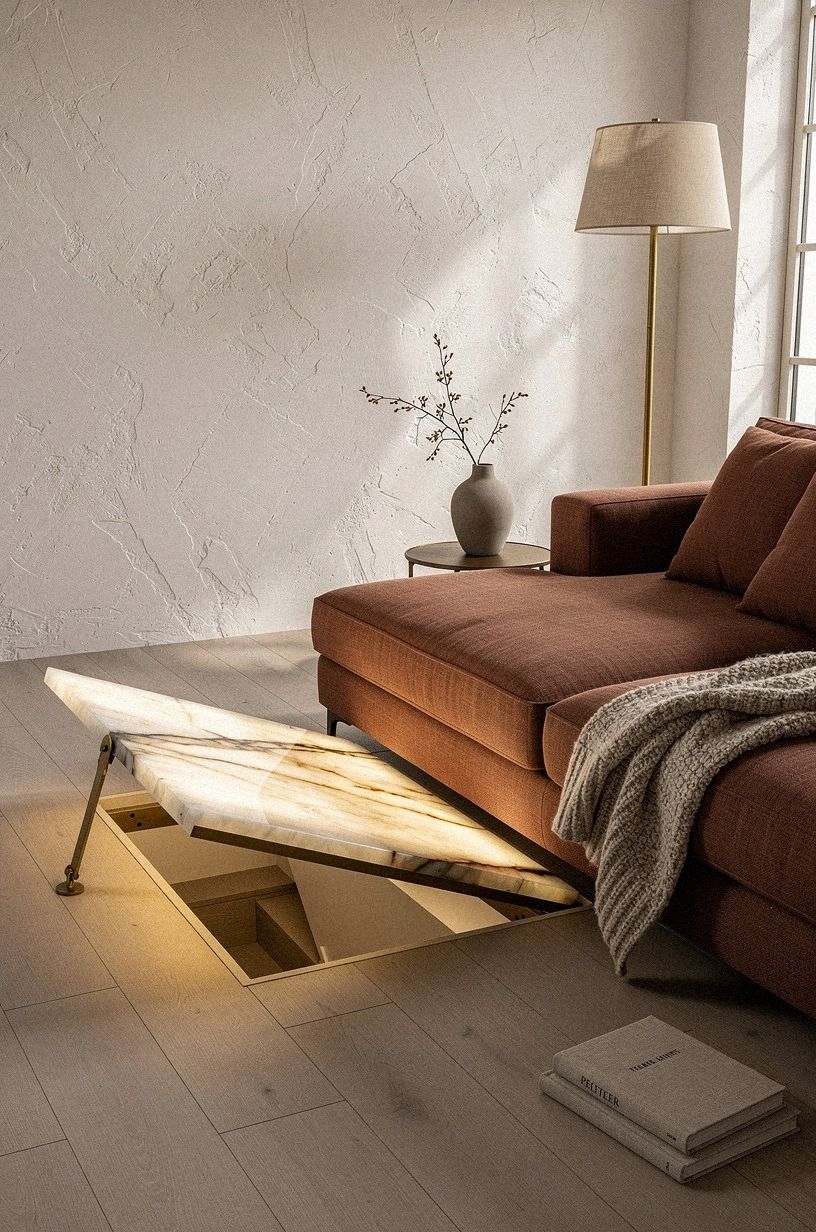 Install a floor hatch beside the sectional