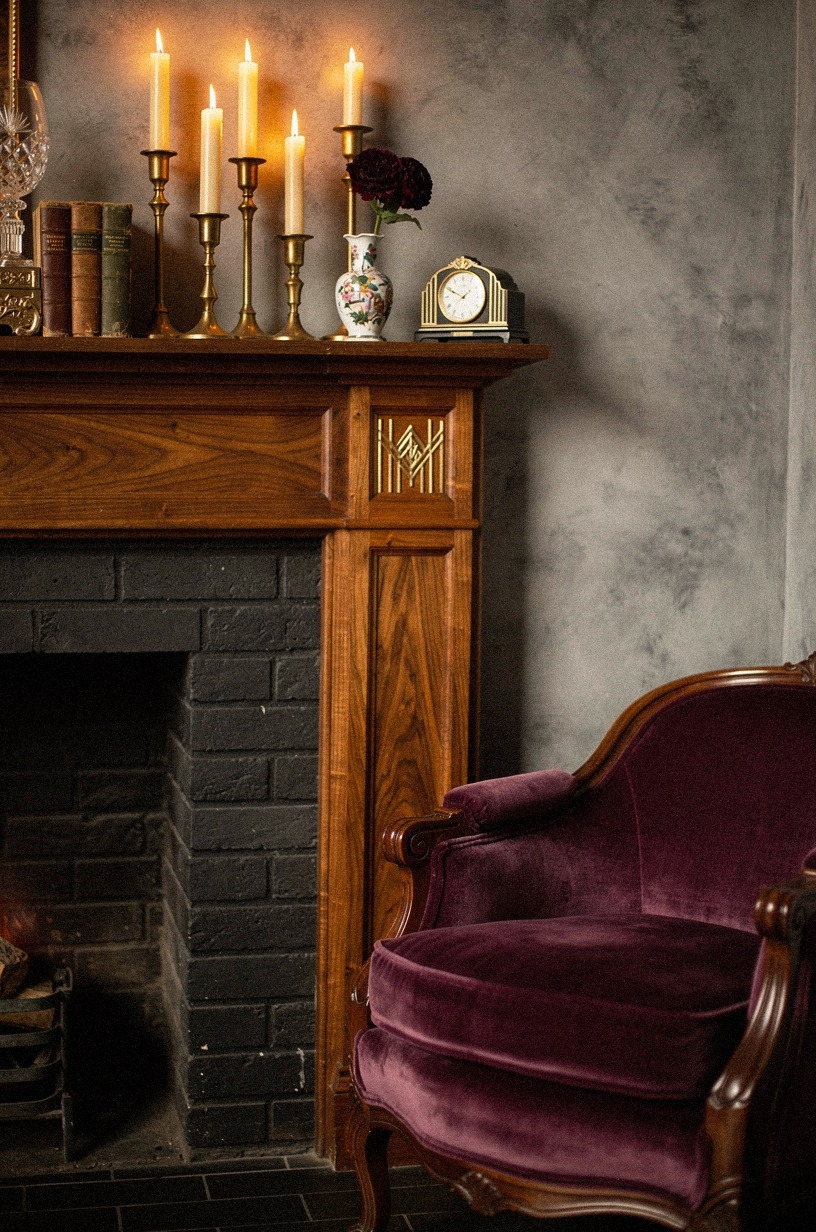 Line the mantel with brass candlesticks of varying heights