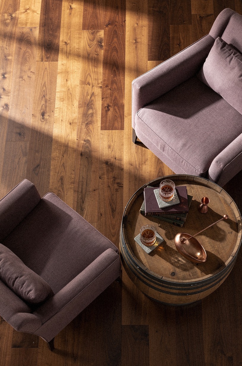 Anchor club chairs around a barrel table