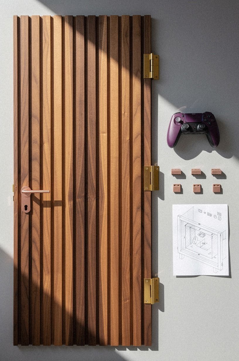 Build a slatted panel for the console door