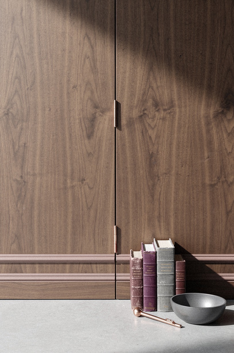 Camouflage the door inside walnut picture moulding