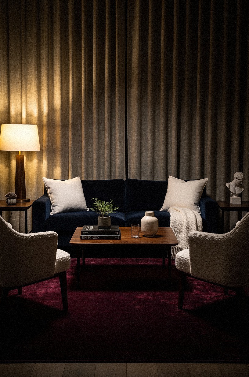 I added a burgundy rug under everything