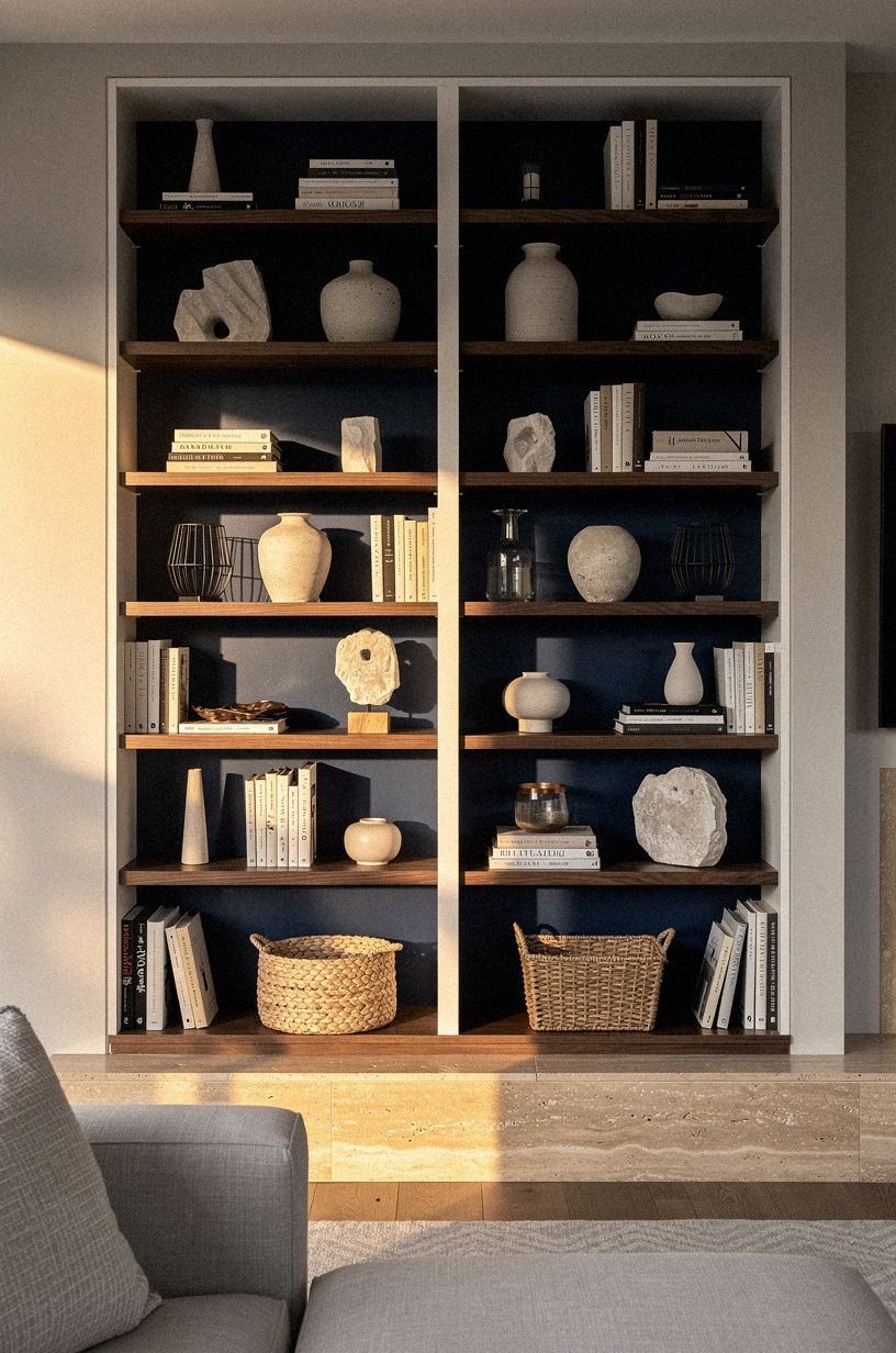I chose an IKEA BILLY-width case that could vanish