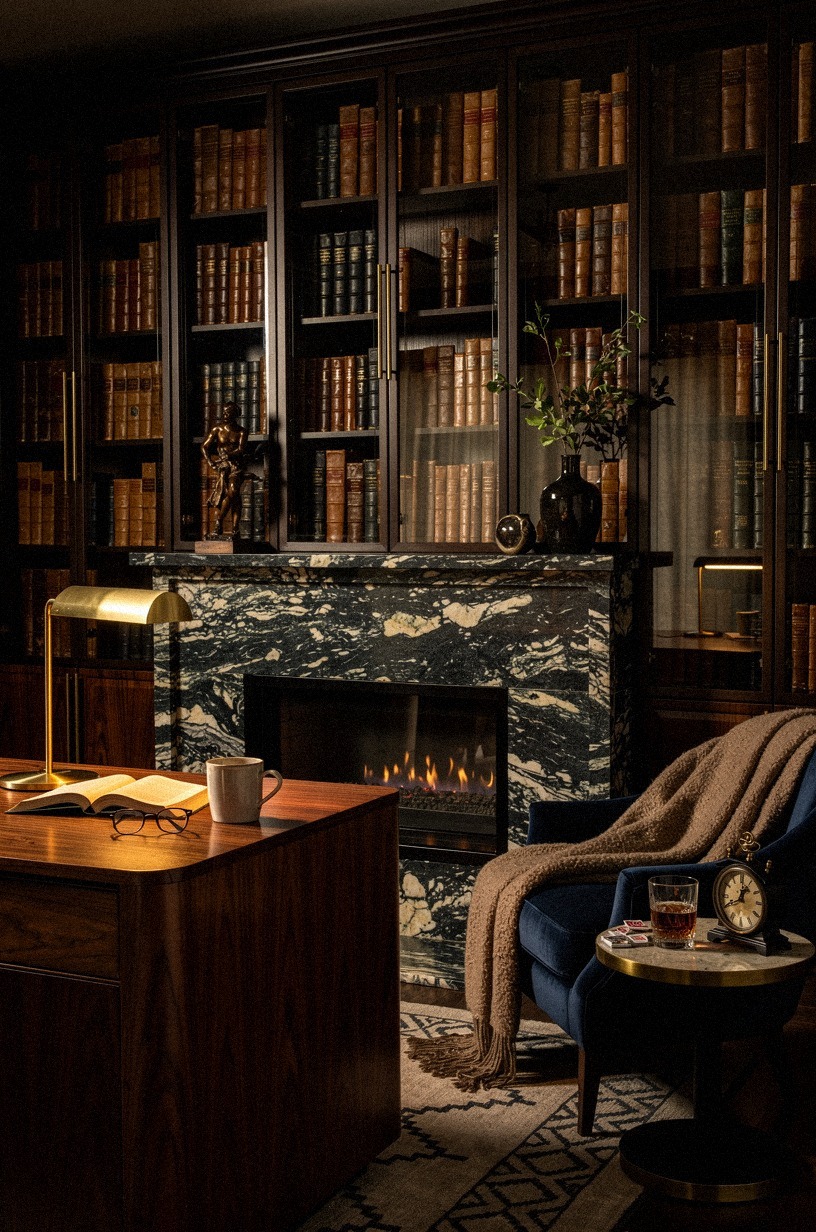 Glass-front bookshelves: the secret-library illusion that costs less than you think