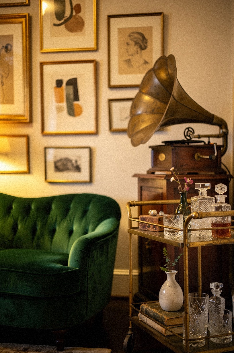 Prop a vintage phonograph in the corner as a sculptural piece
