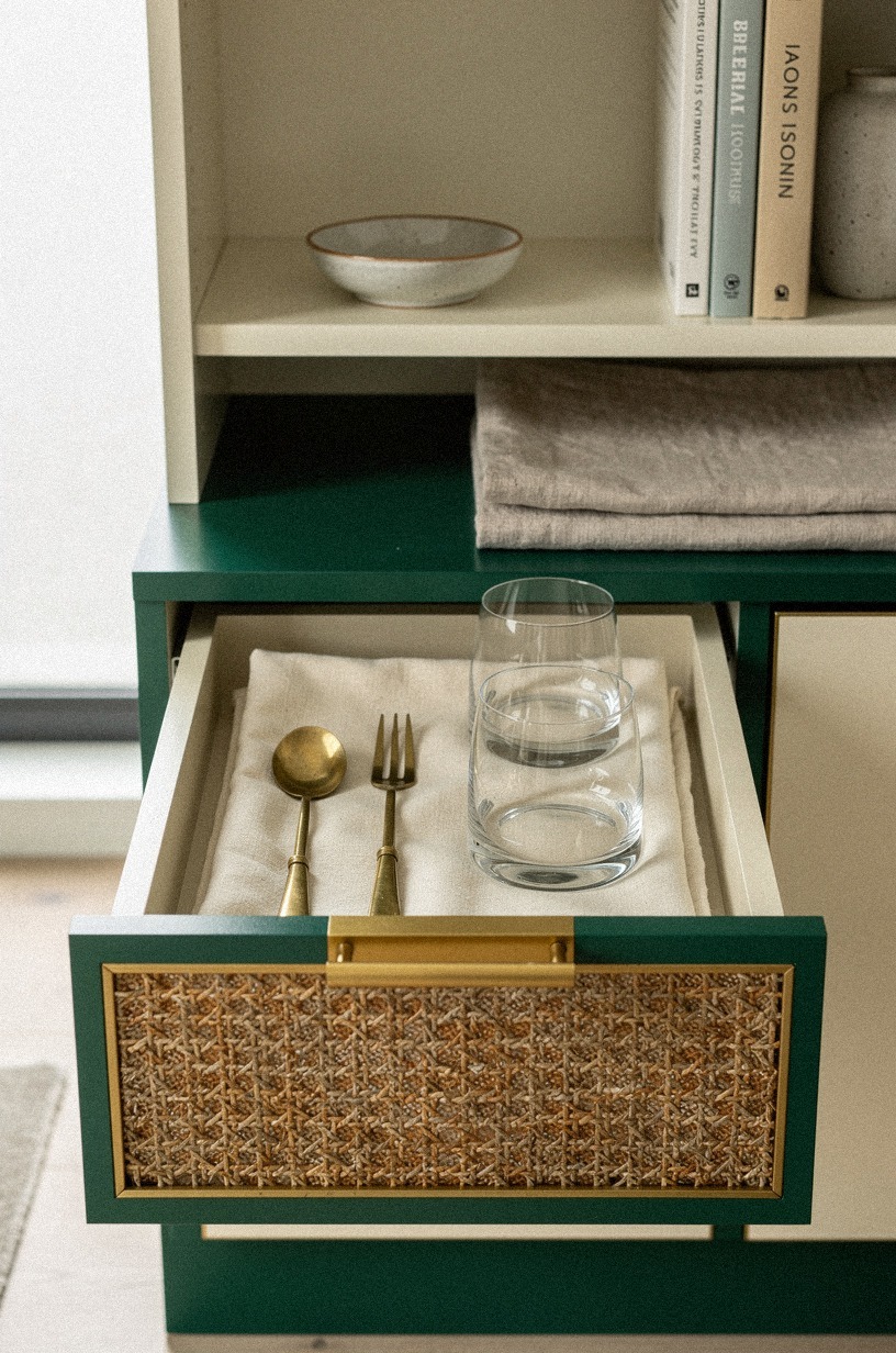 Line the drawer with cocktail napkins