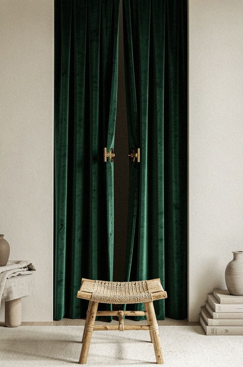 Hang velvet curtains across the hidden opening