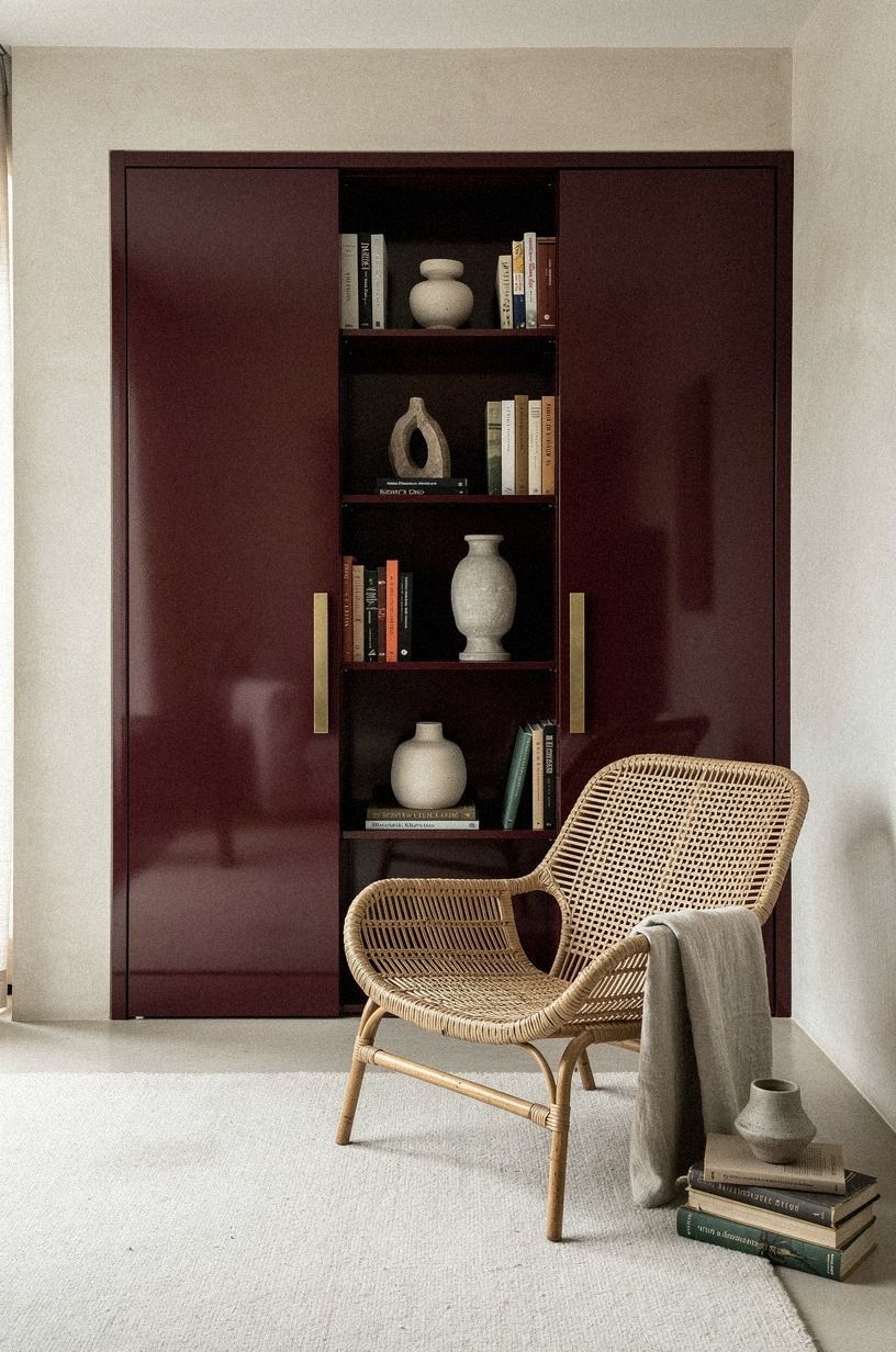 Paint the library reveal in oxblood lacquer