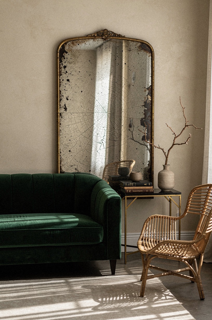 Prop a Tarnished Mirror Behind the Sofa to Steal Window Light
