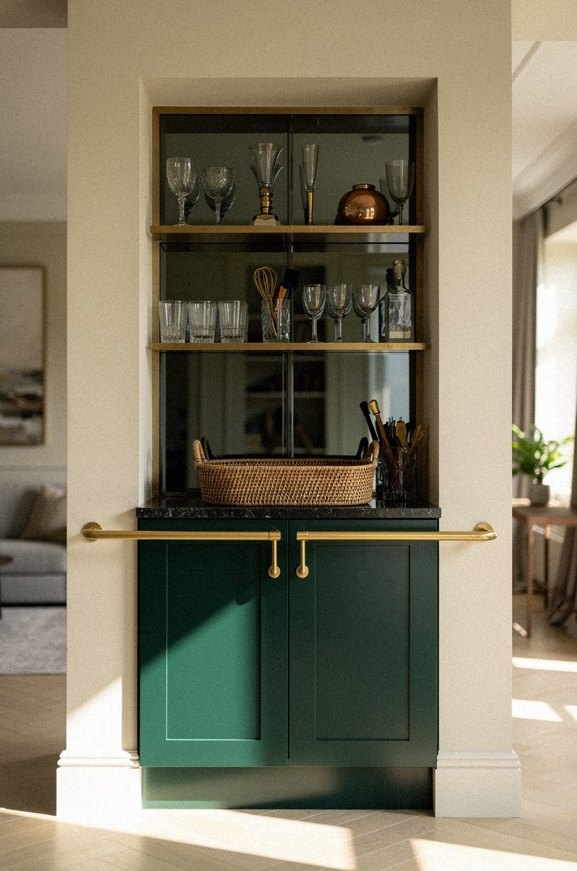 Hang smoked mirrors behind the glassware