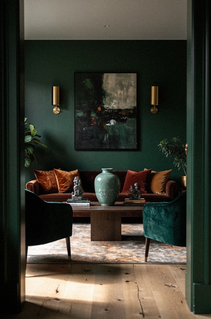 I installed brass sconces beside the artwork