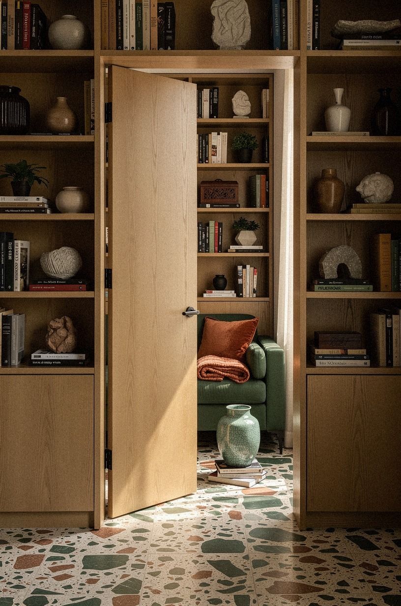 Build a reading nook behind shelves