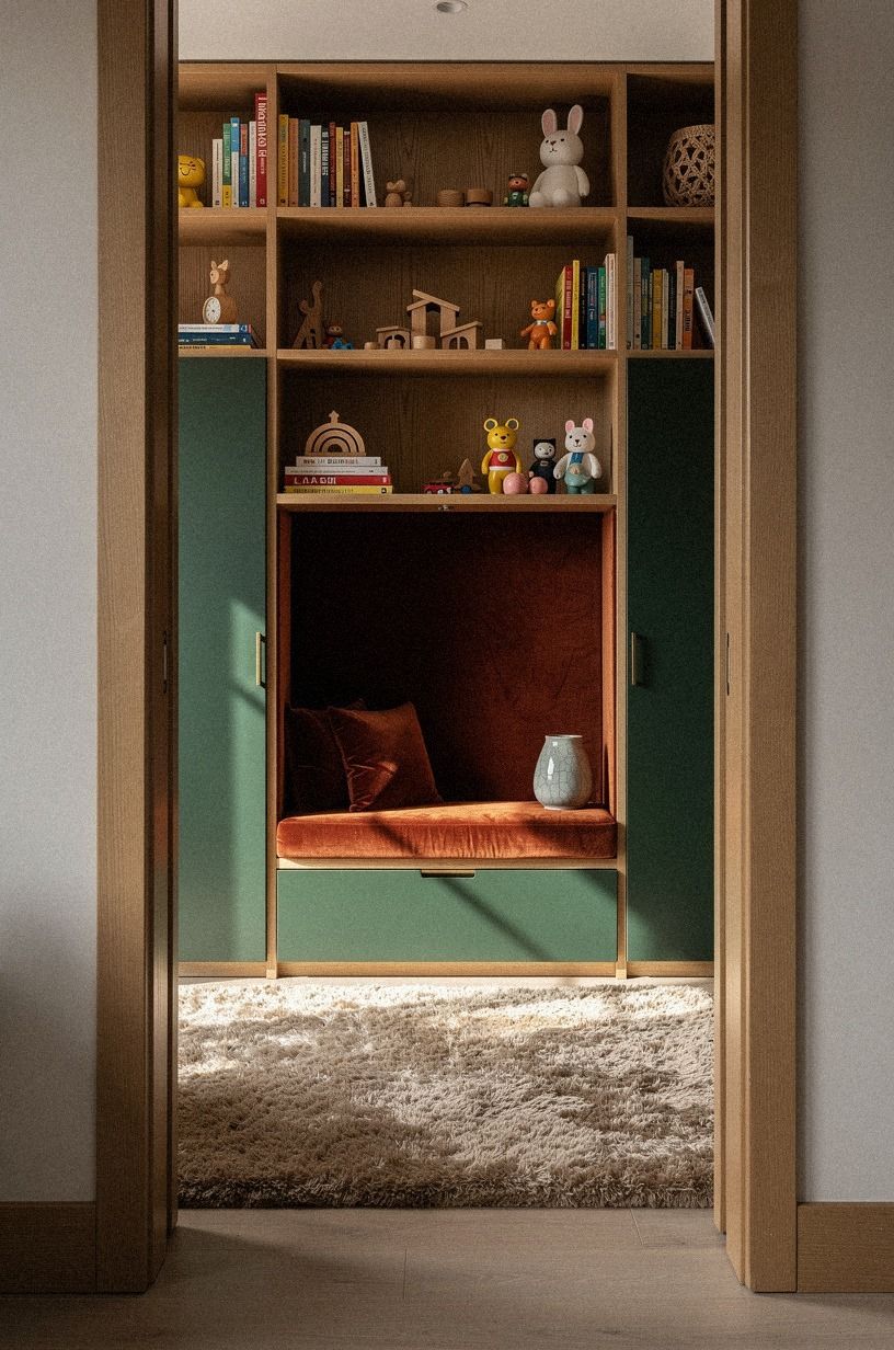 Curtain off a corner with velvet drapes