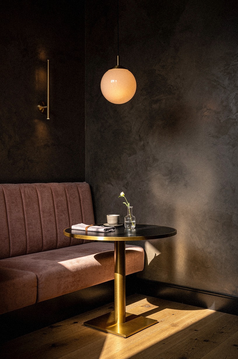 Hang a low opal pendant over seating