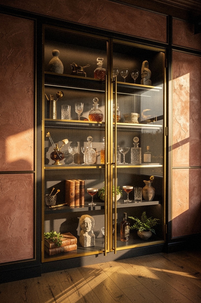 Add ribbed glass to bookcase doors