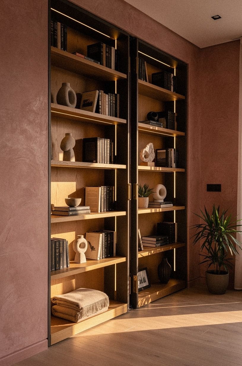Hang portrait lights over the moving shelves