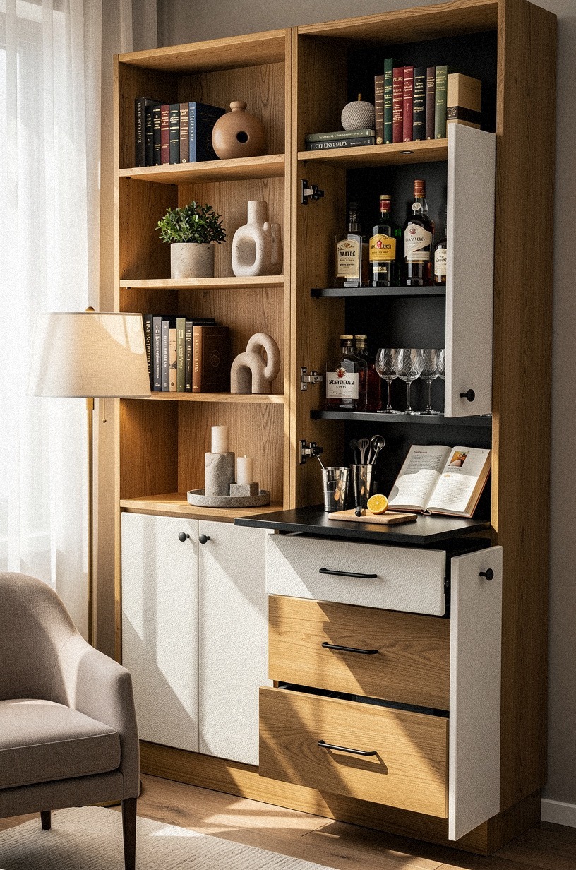 Use a bookcase bar instead of a cabinet bar