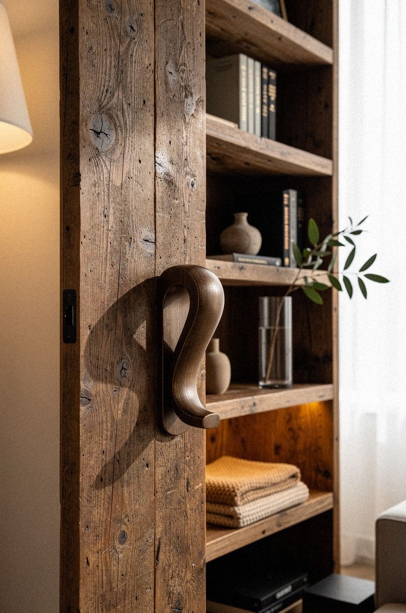 Hide the latch behind a sculptural bookend