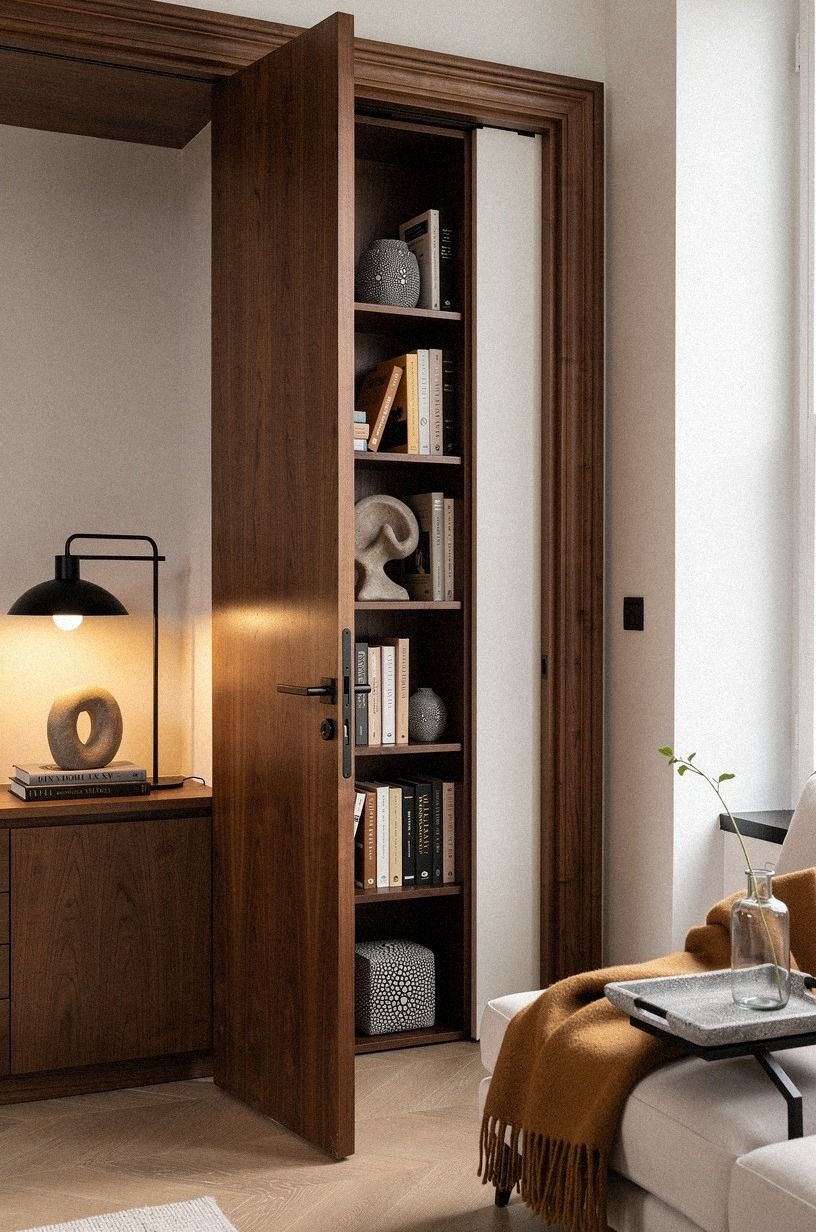 Wrap the doorway in walnut picture molding