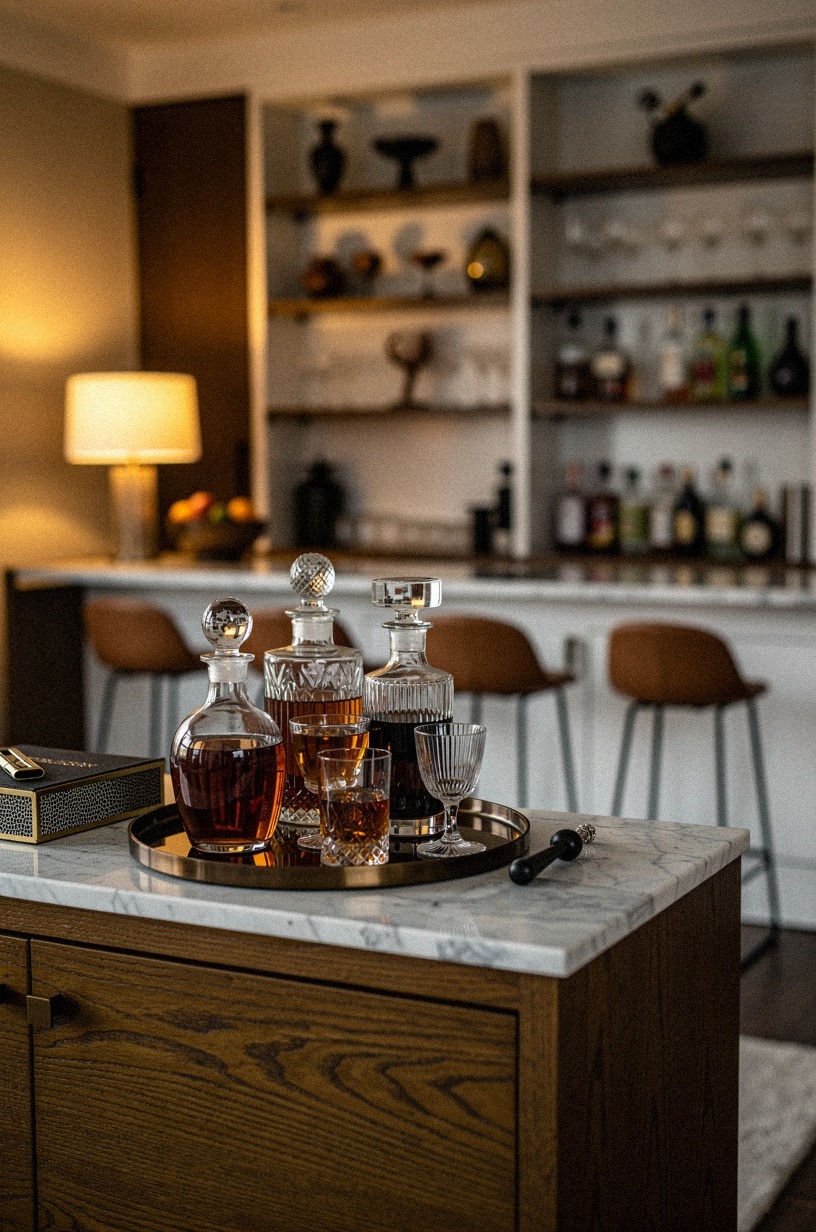 Style decanters on a marble tray