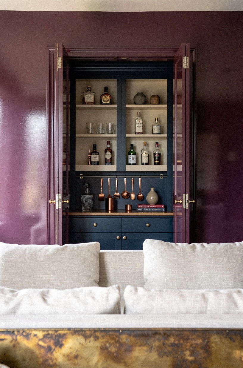 Paint the hidden interior in glossy plum