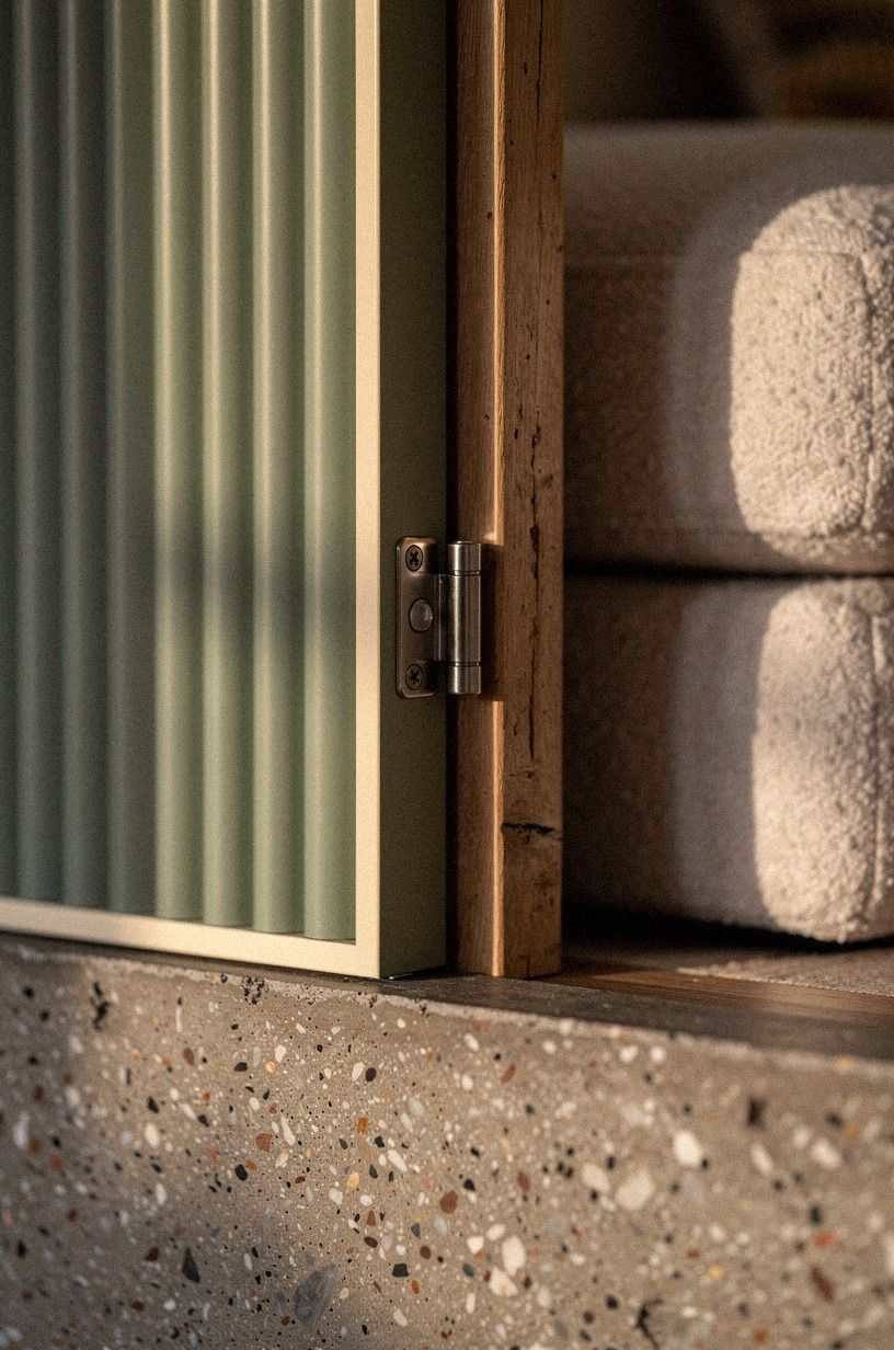 Conceal hinges inside fluted wall panels