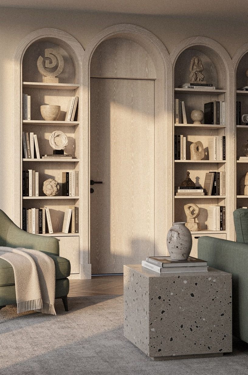 Wrap the opening in arched library millwork