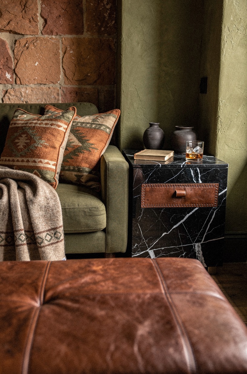 Soften the room with Navajo-pattern pillows