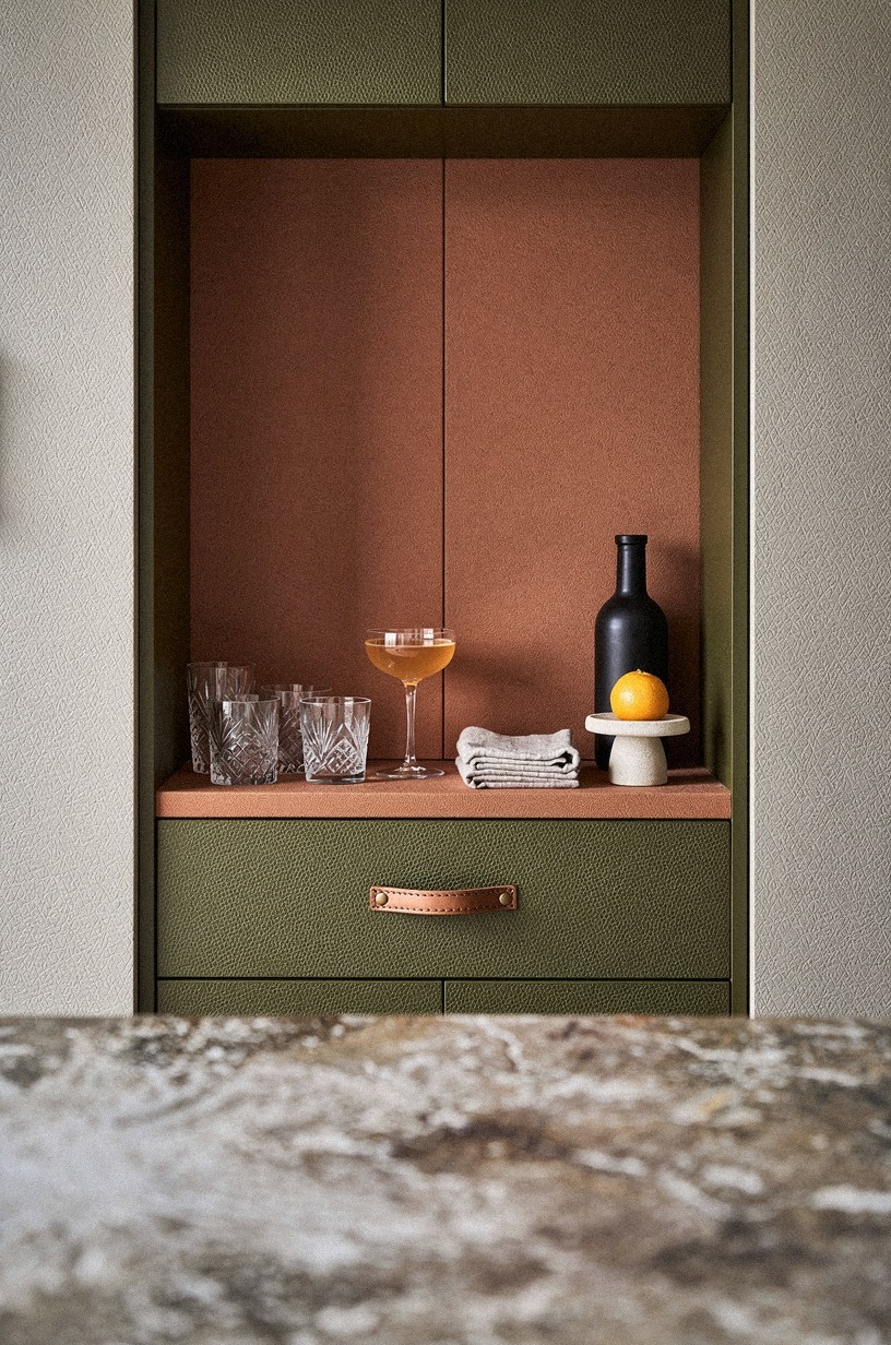 Mask the entrance behind a cocktail niche