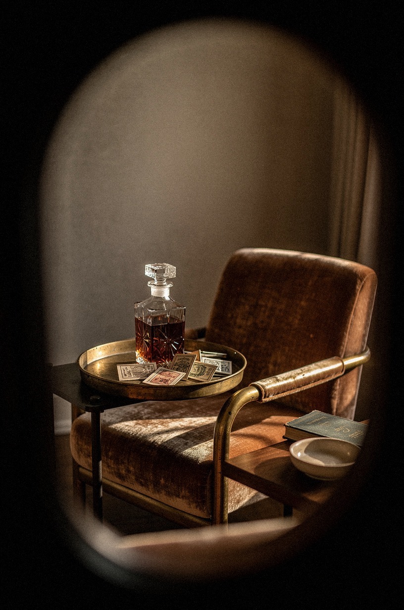 Finish with matchbooks and a hidden decanter