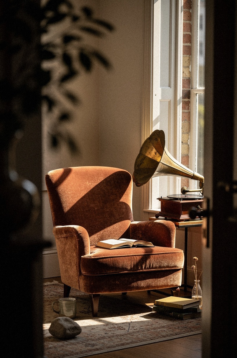 Tuck a gramophone beside the reading chair