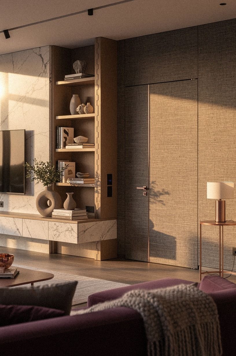 Wrap the entrance in grasscloth wallpaper