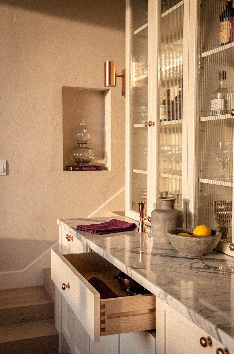 Use fluted glass for cabinet doors