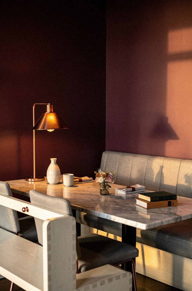 Use amber bulbs inside shaded table lamps