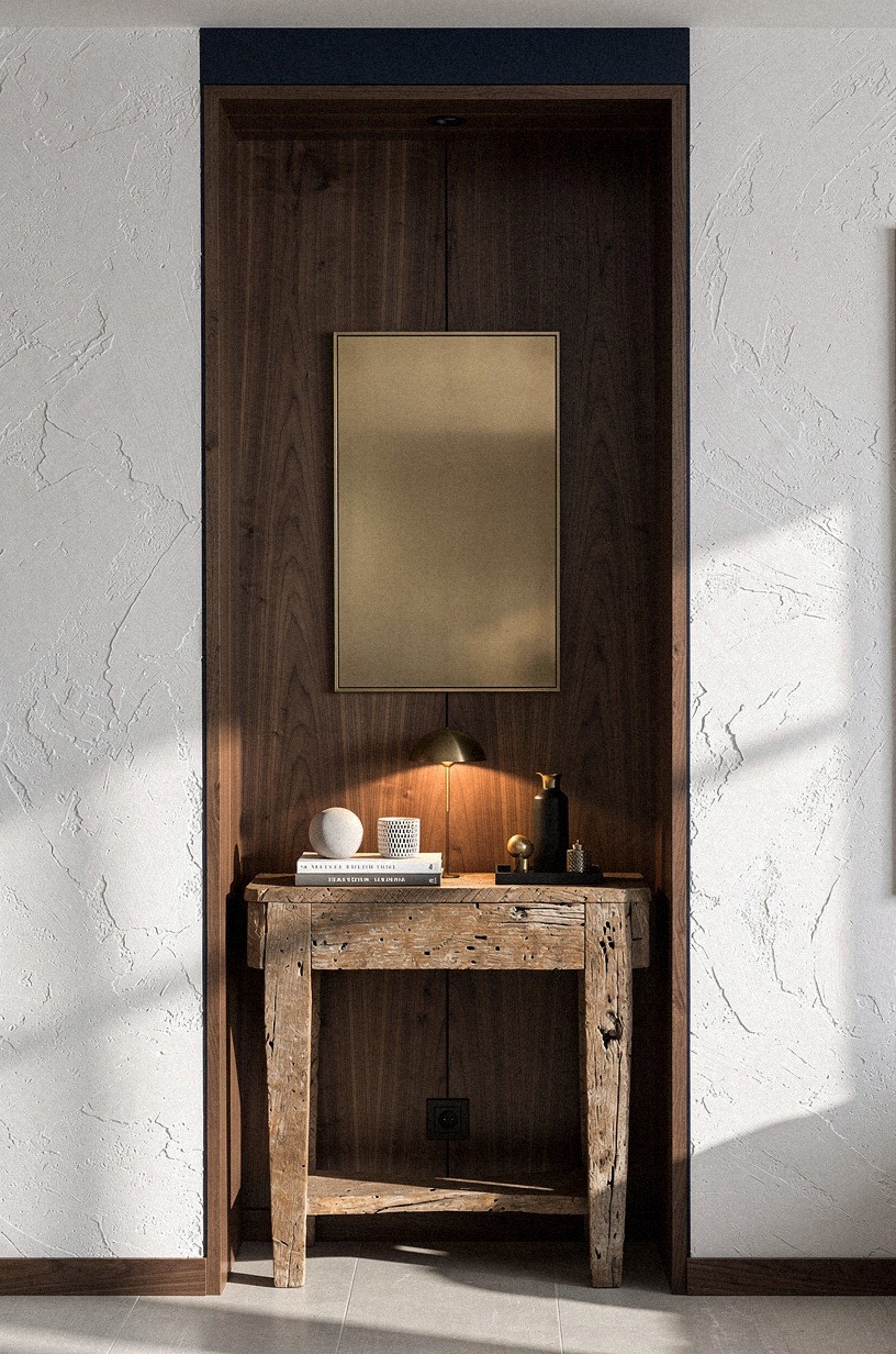 Finish with a brass plaque by the entry