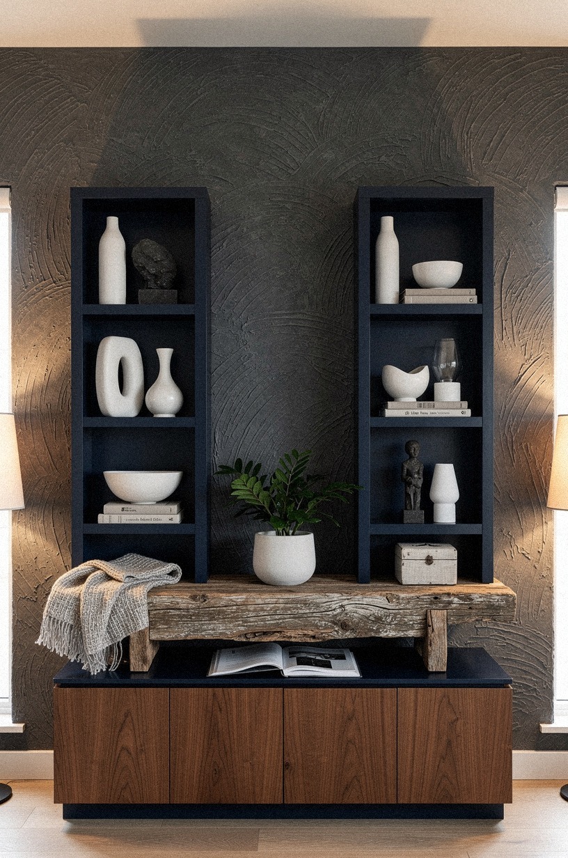 Finish the media wall with embossed charcoal paper